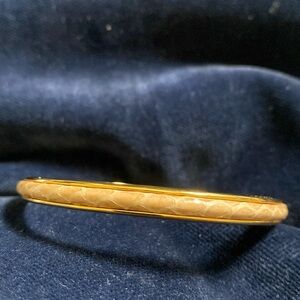 Vintage Pink Faux Snake and Gold toned metal bangle marked Maximo Florence Italy